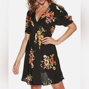 Free People Neon Garden Floral Dress Black Combo Size 0